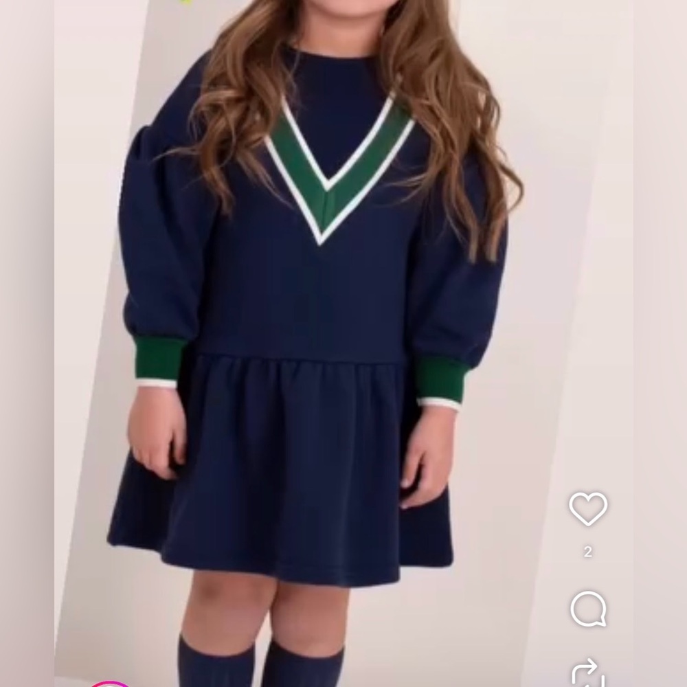 Lil Legs Navy Varsity Sweatshirt Dress Toddler Girls Size 3 Preppy School